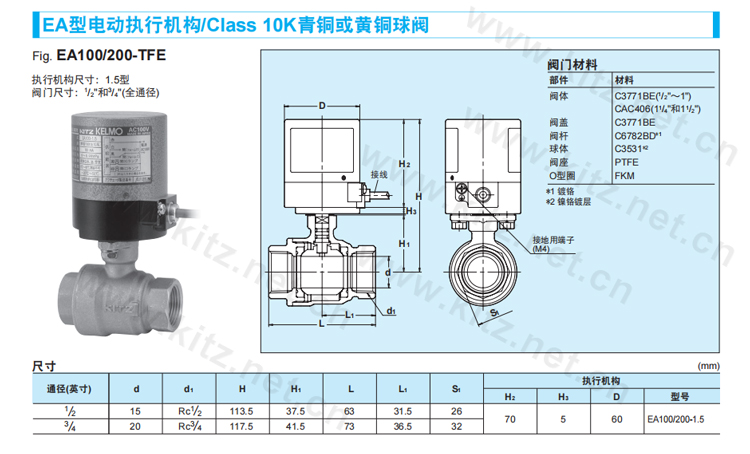 小型自动操作球阀EA100/200-TFE电动球阀青铜黄铜自动开闭或流量三通控制，适用于水，油，气体，以及空气的处理，制药，精细化工，石油化工，食品，饮料，纺织，以及通用行业的轻负荷工业处理