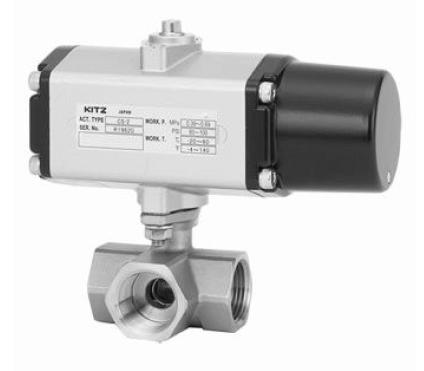 CS-UTNE气动不锈钢三通球阀 KITZ气动阀