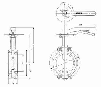 10XJME铝合金蝶阀 北泽防结露、不生锈蝶阀 KITZ阀门外形图