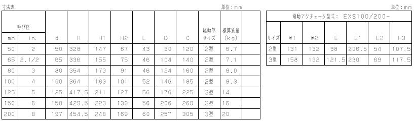 EXS100-10DJ电动蝶阀外形尺寸