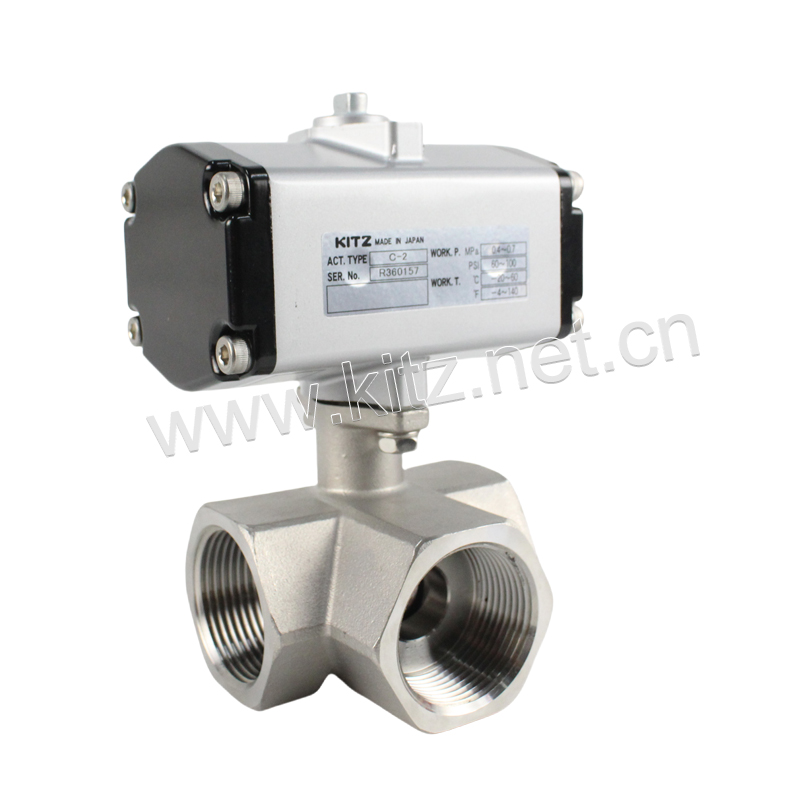 日本KITZ气动三通不锈钢球阀C-UTNE原装进口换向阀